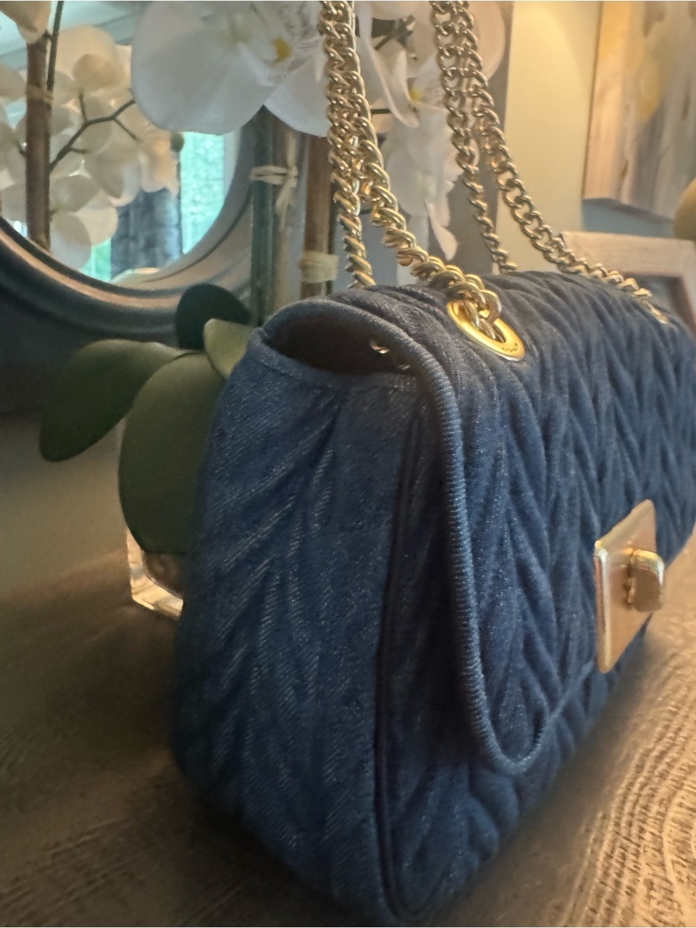 Coach Cassidy Quilted Denim 2 Way Bag w/ Turnlock EUC - Picture 5 of 13